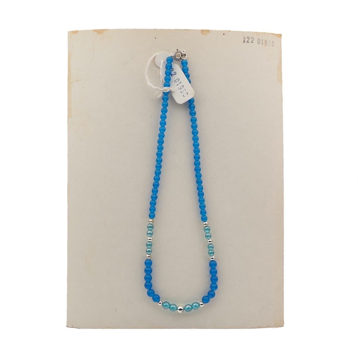 Vintage Czech necklace opaline lustre blue glass beads