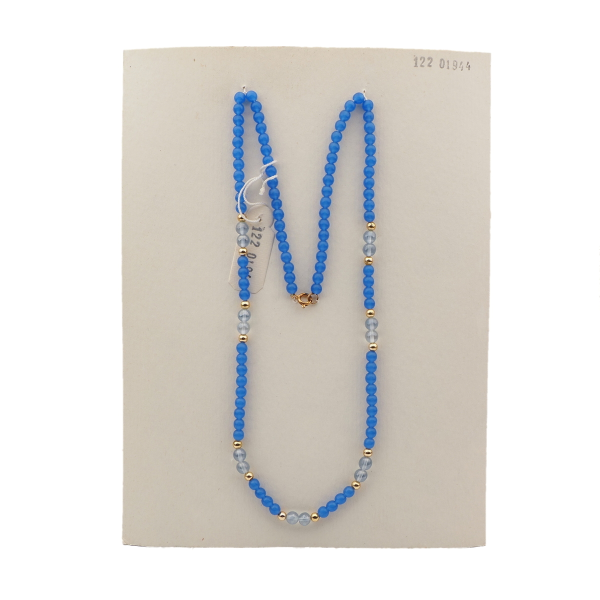Vintage Czech necklace opaline lustre blue glass beads 23"