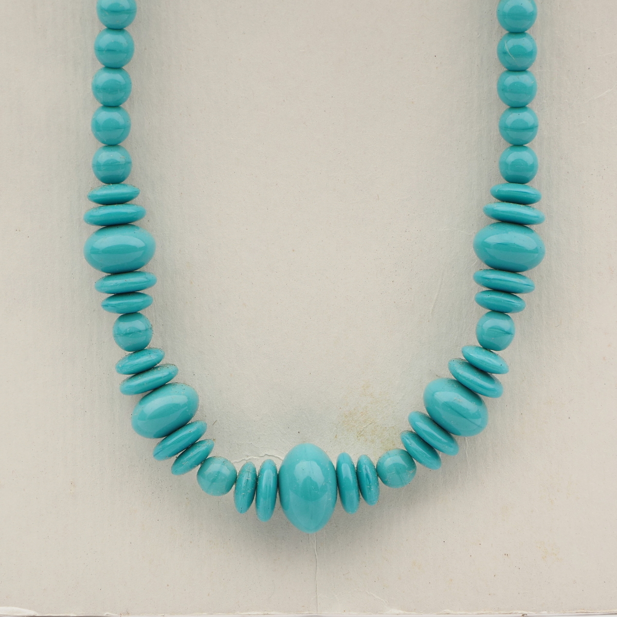 Vintage Czech necklace turquoise round rondelle glass beads