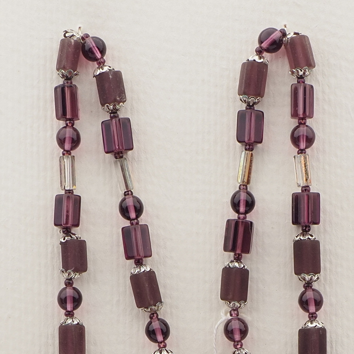 Vintage Czech necklace purple gold vitrail clear glass beads