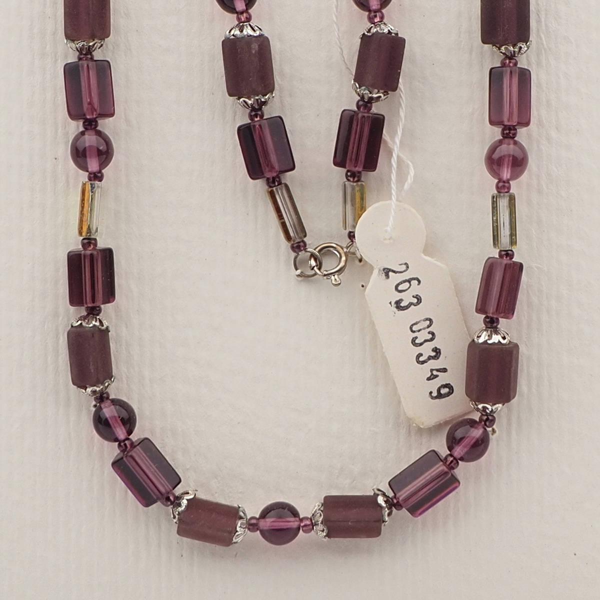 Vintage Czech necklace purple gold vitrail clear glass beads