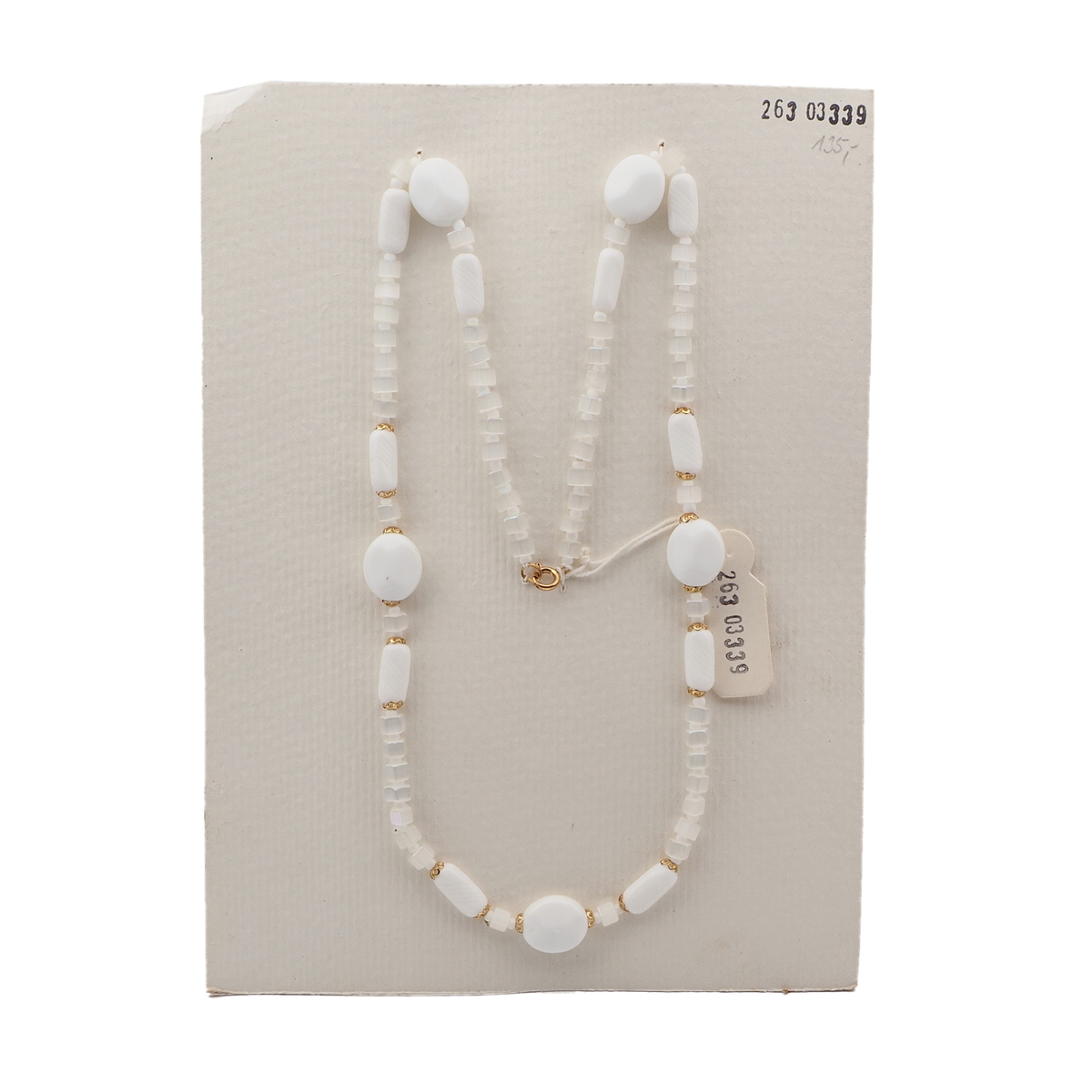 Vintage Czech necklace frost satin atlas white glass beads