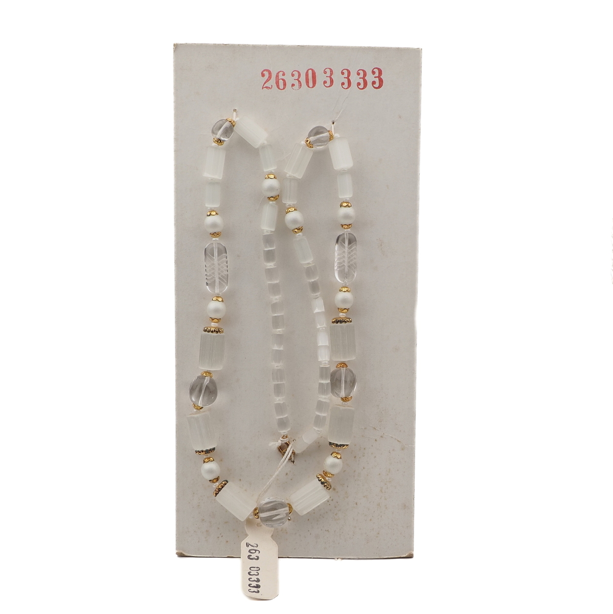 Vintage Czech necklace frost satin atlas clear pearl glass beads