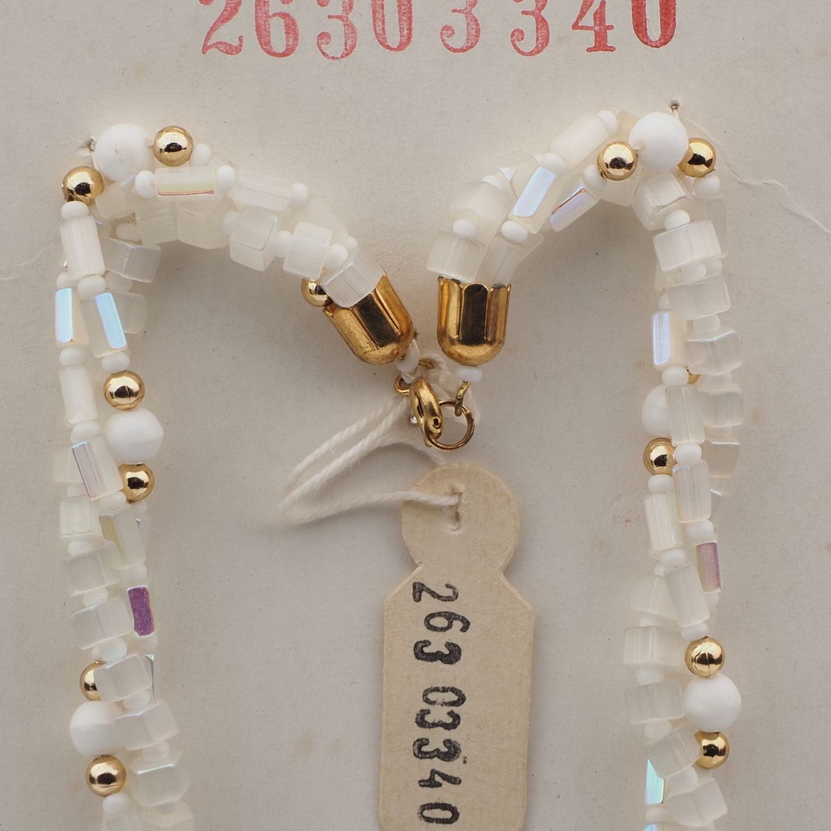 Vintage Czech 3 strand necklace AB frost satin atlas white glass beads