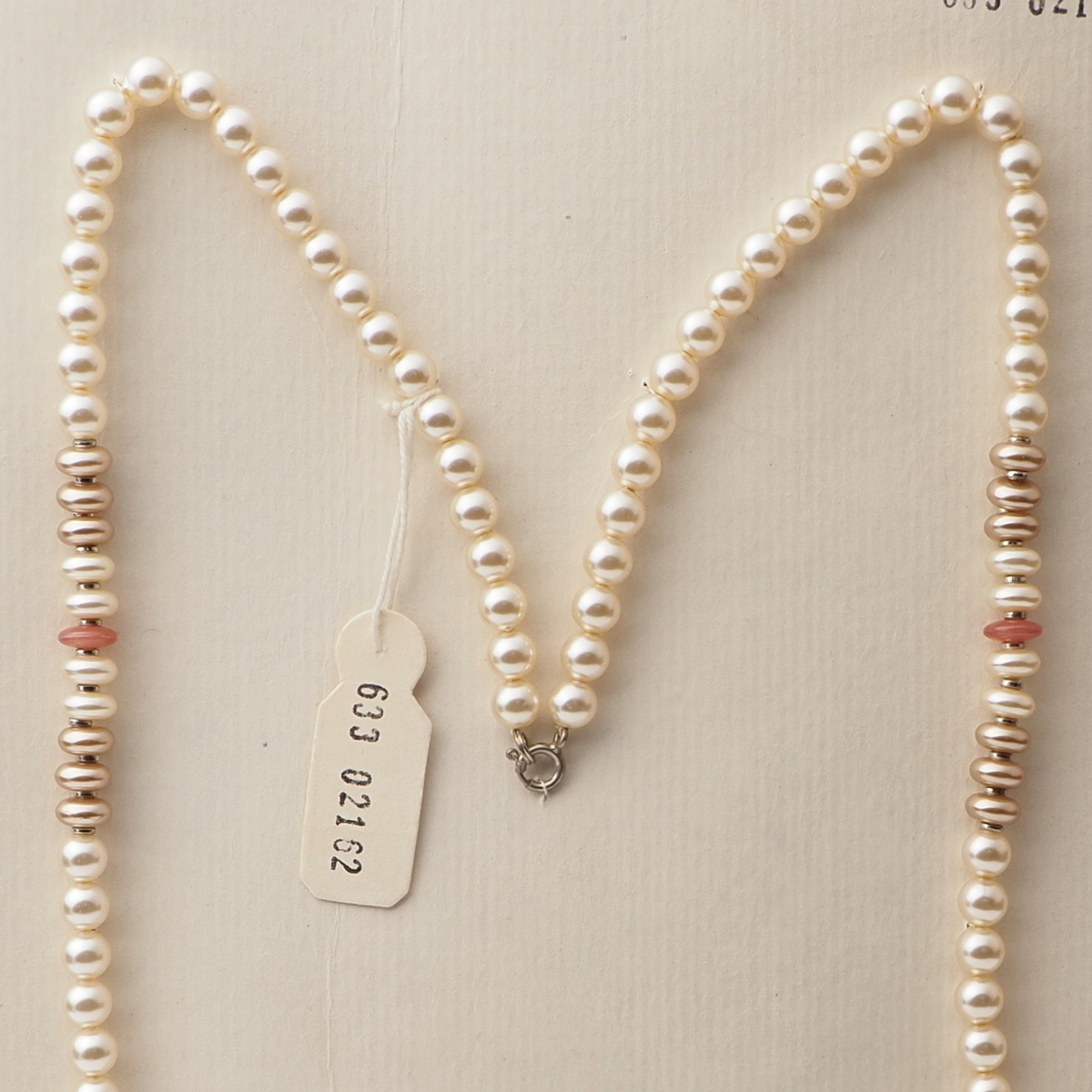 Vintage Czech necklace pearl round rondelle glass beads