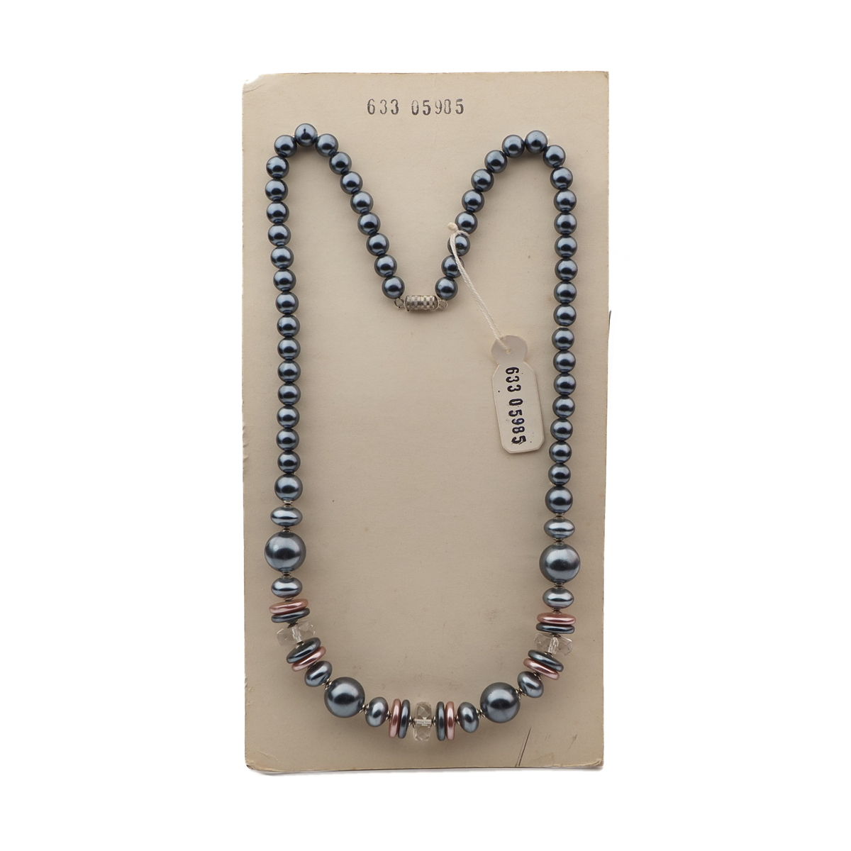 Vintage Czech necklace pearl metallic clear rondelle glass beads