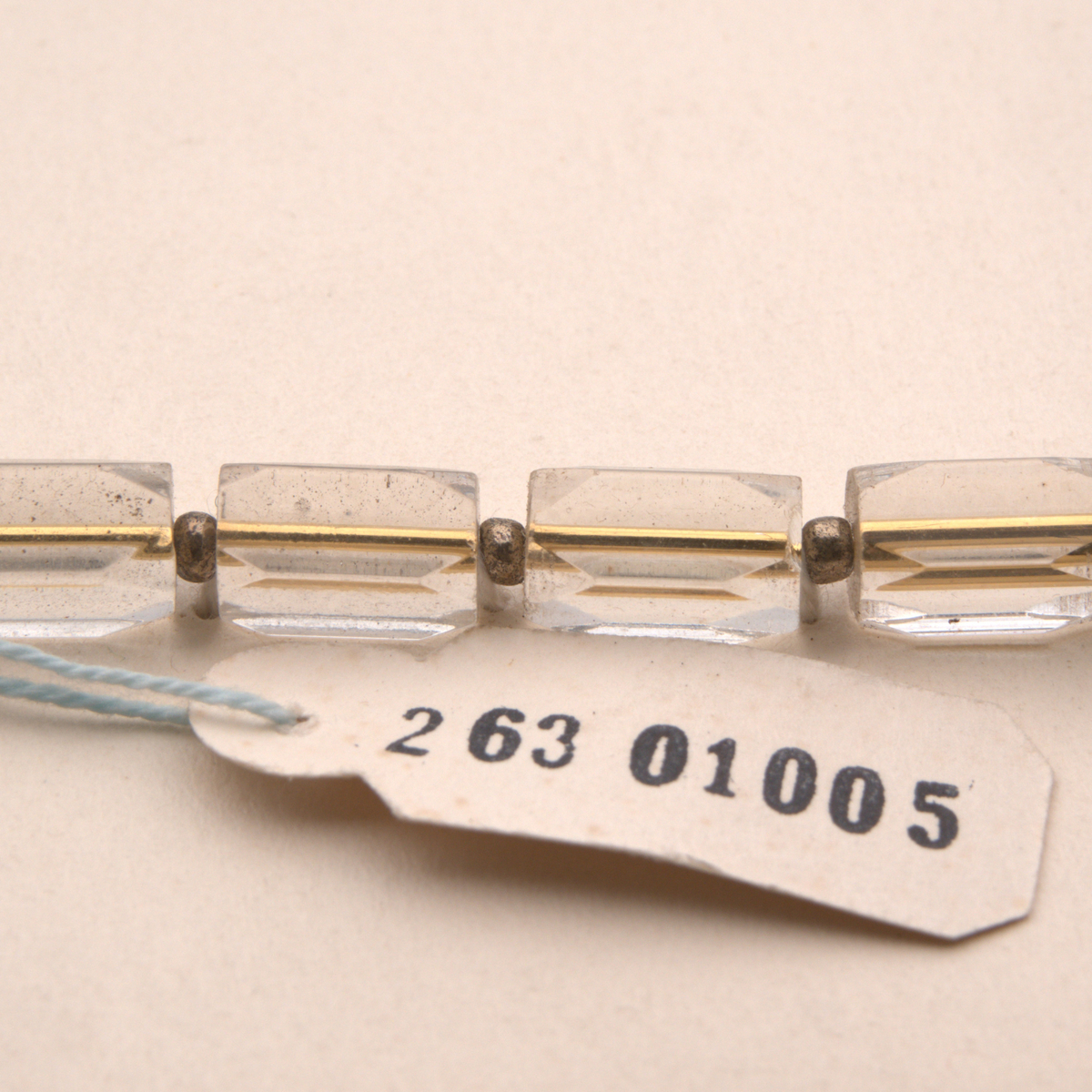 Vintage Czech necklace gold lined clear pentagon bugle glass beads 