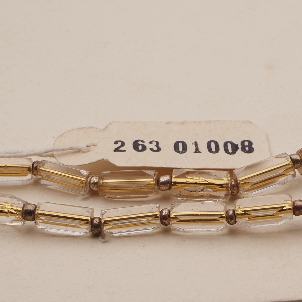 Vintage Czech 2 strand necklace gold lined clear pentagon bugle glass beads 