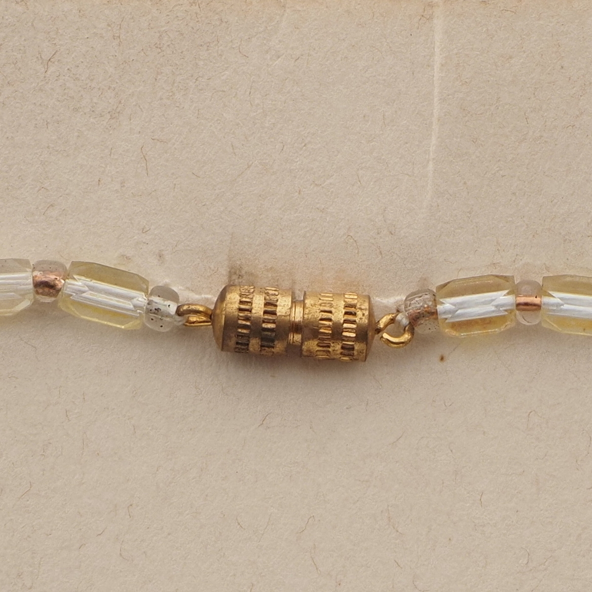 Vintage Czech necklace gradual gold lustre pentagon bugle glass beads