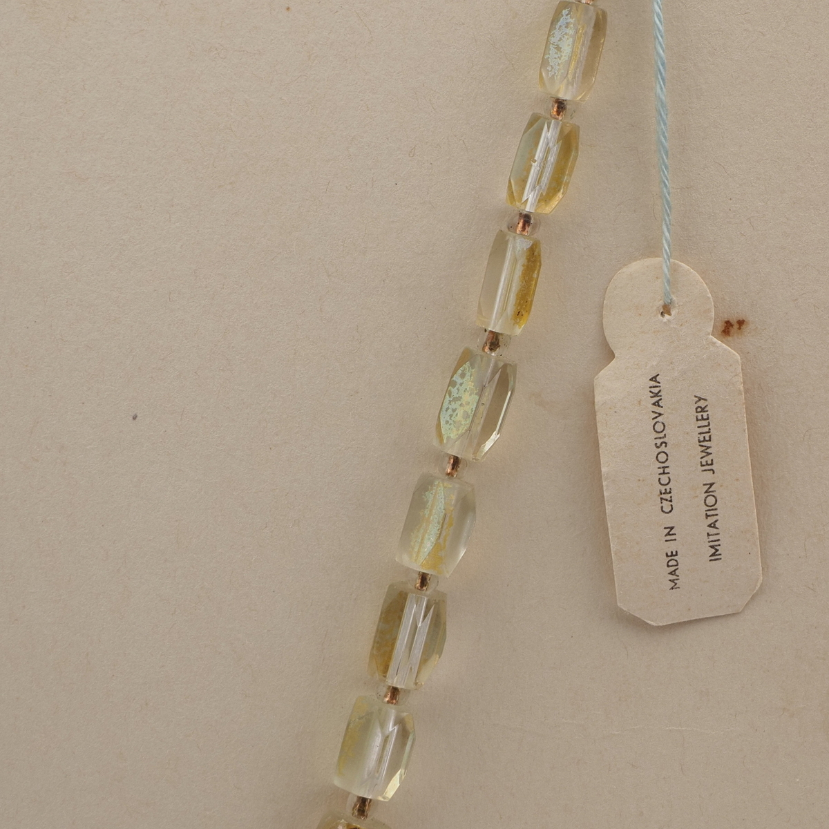 Vintage Czech necklace gradual gold lustre pentagon bugle glass beads