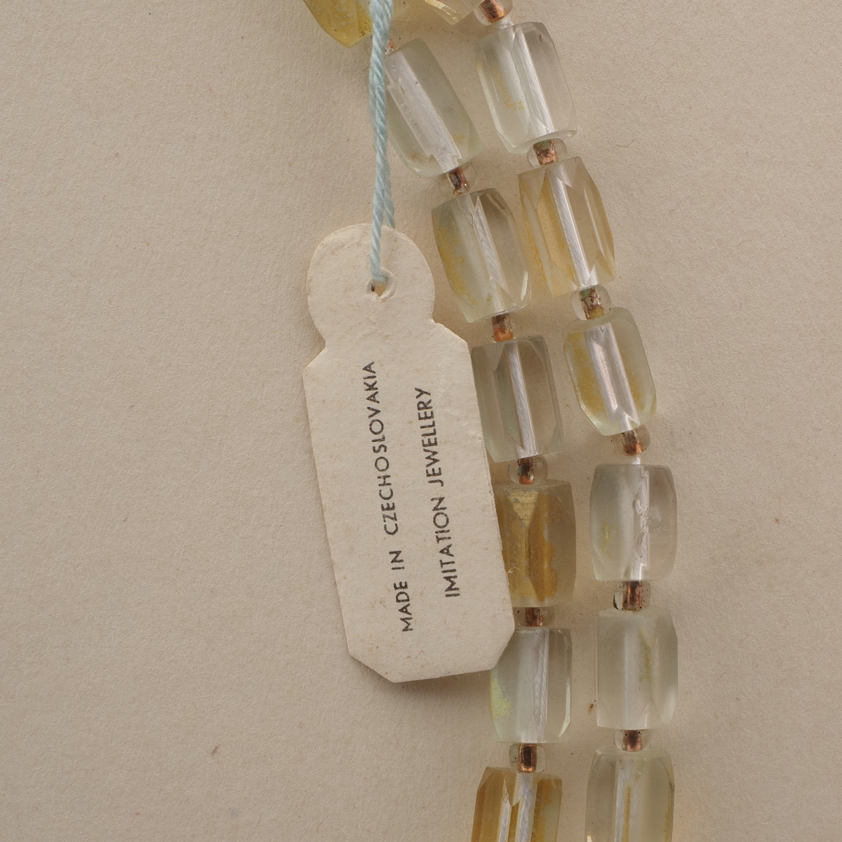 Vintage Czech 2 strand necklace gold lustre pentagon bugle glass beads 18"
