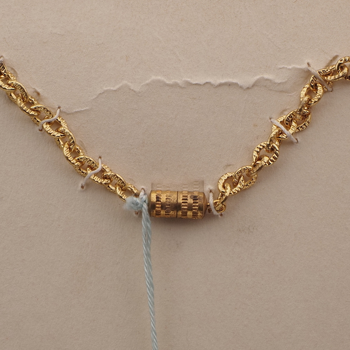Vintage Czech gold chain tassle necklace gold lustre pentagon bugle glass beads 