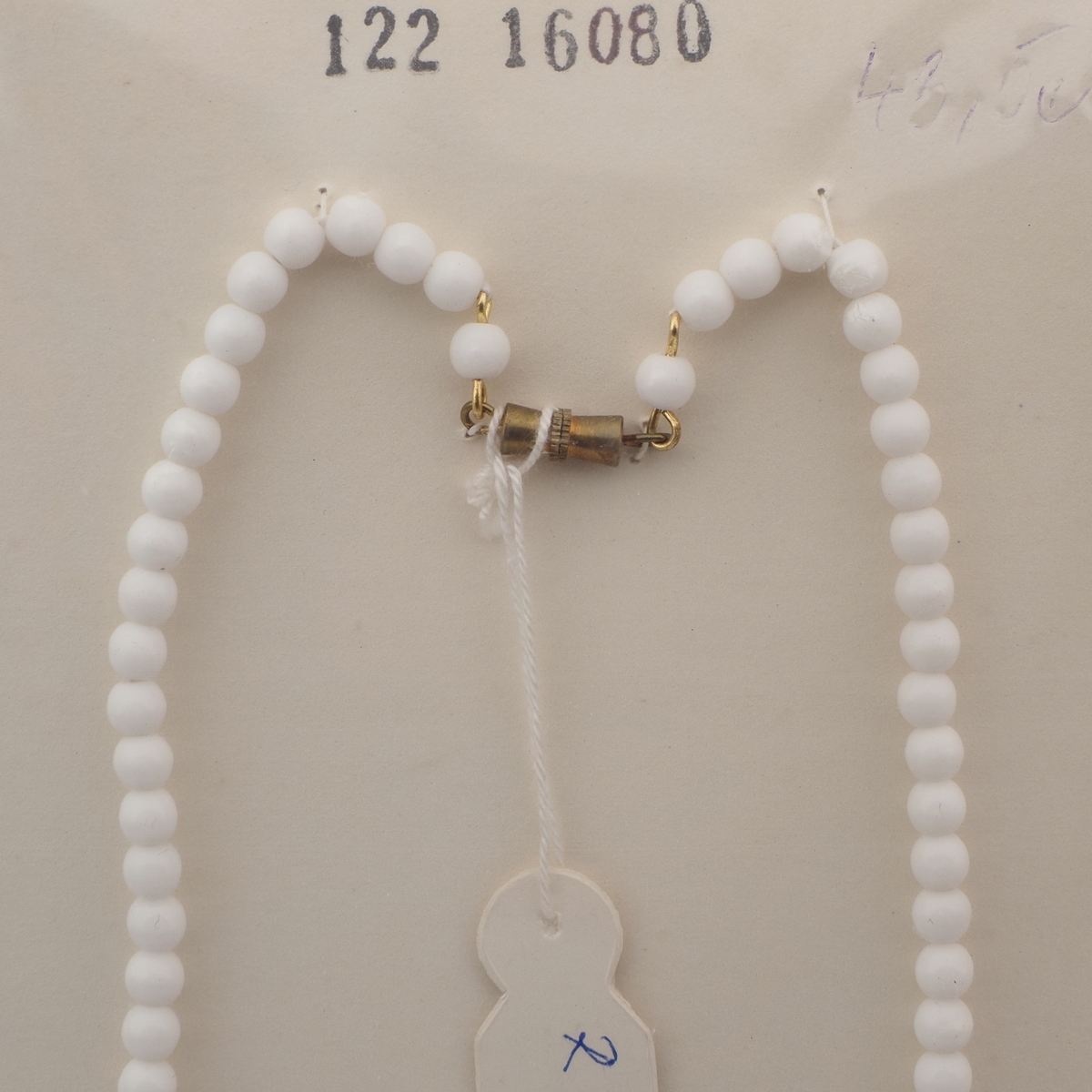Vintage Czech necklace white round leaf pink flower glass beads