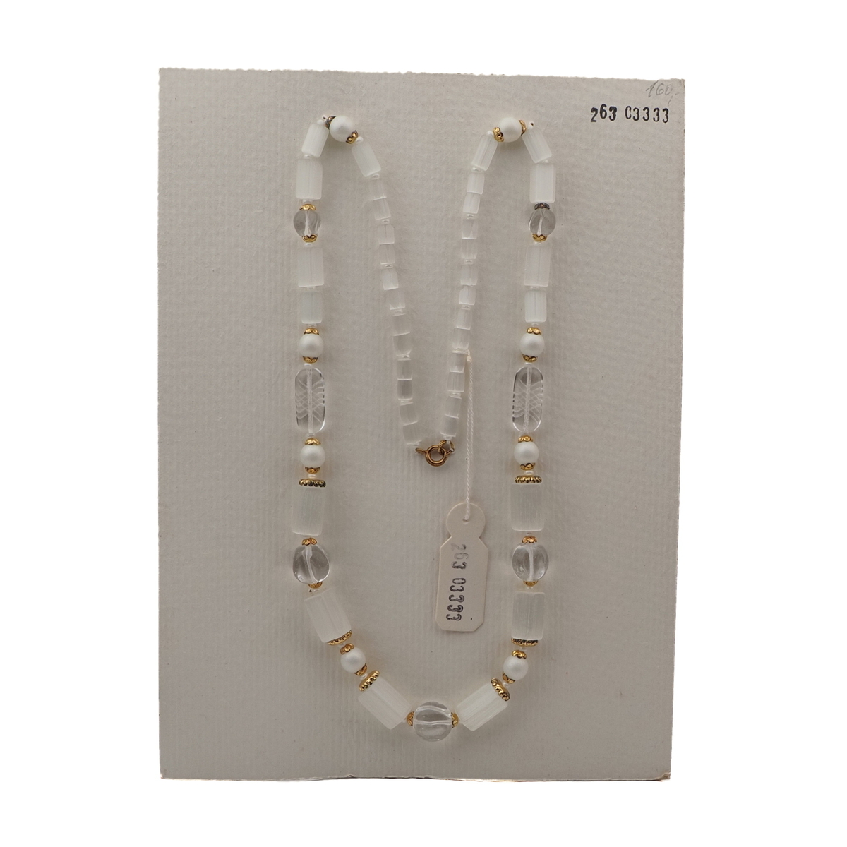 Vintage Czech necklace frost satin atlas clear pearl glass beads 