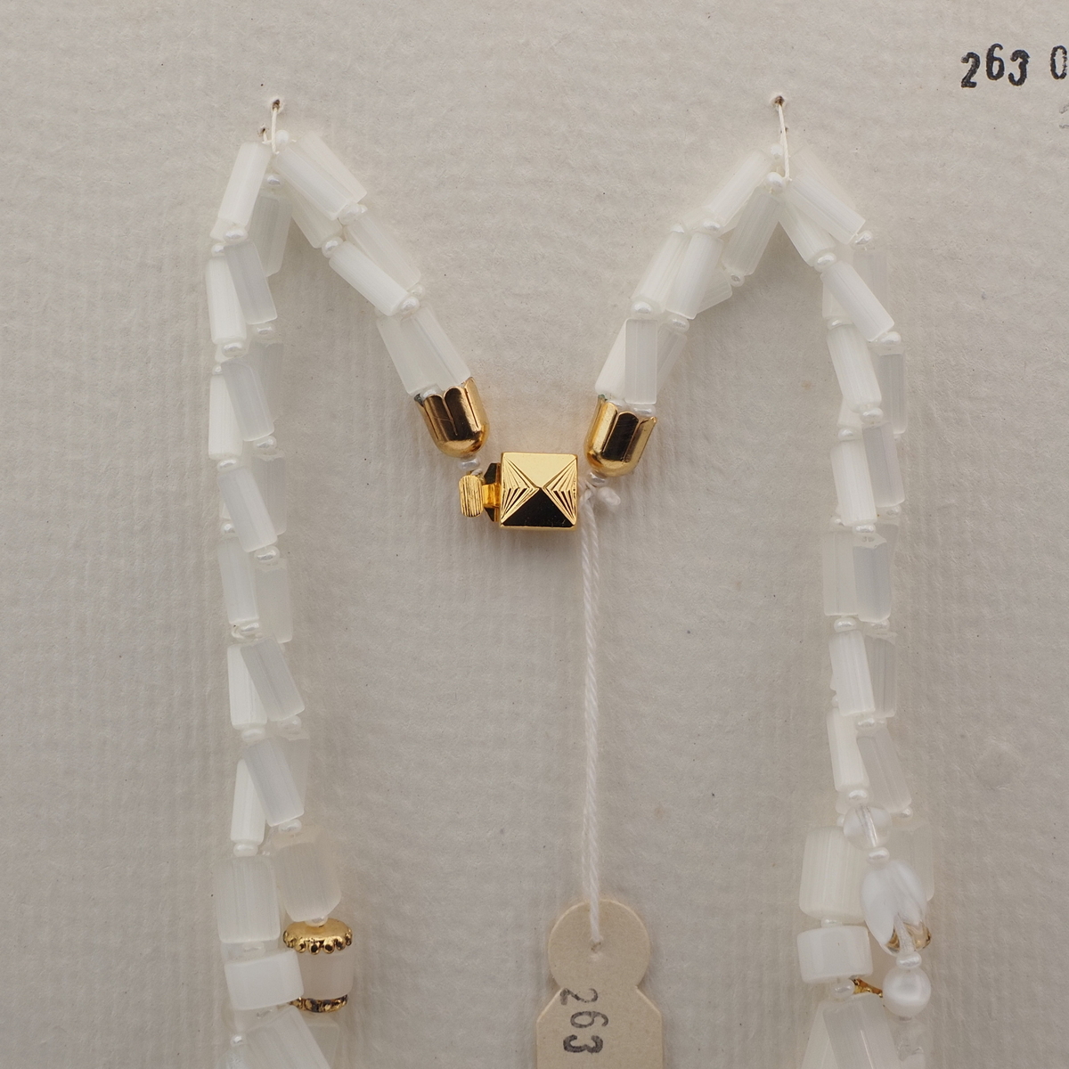 Vintage Czech 3 strand necklace frost satin atlas bicolor glass beads