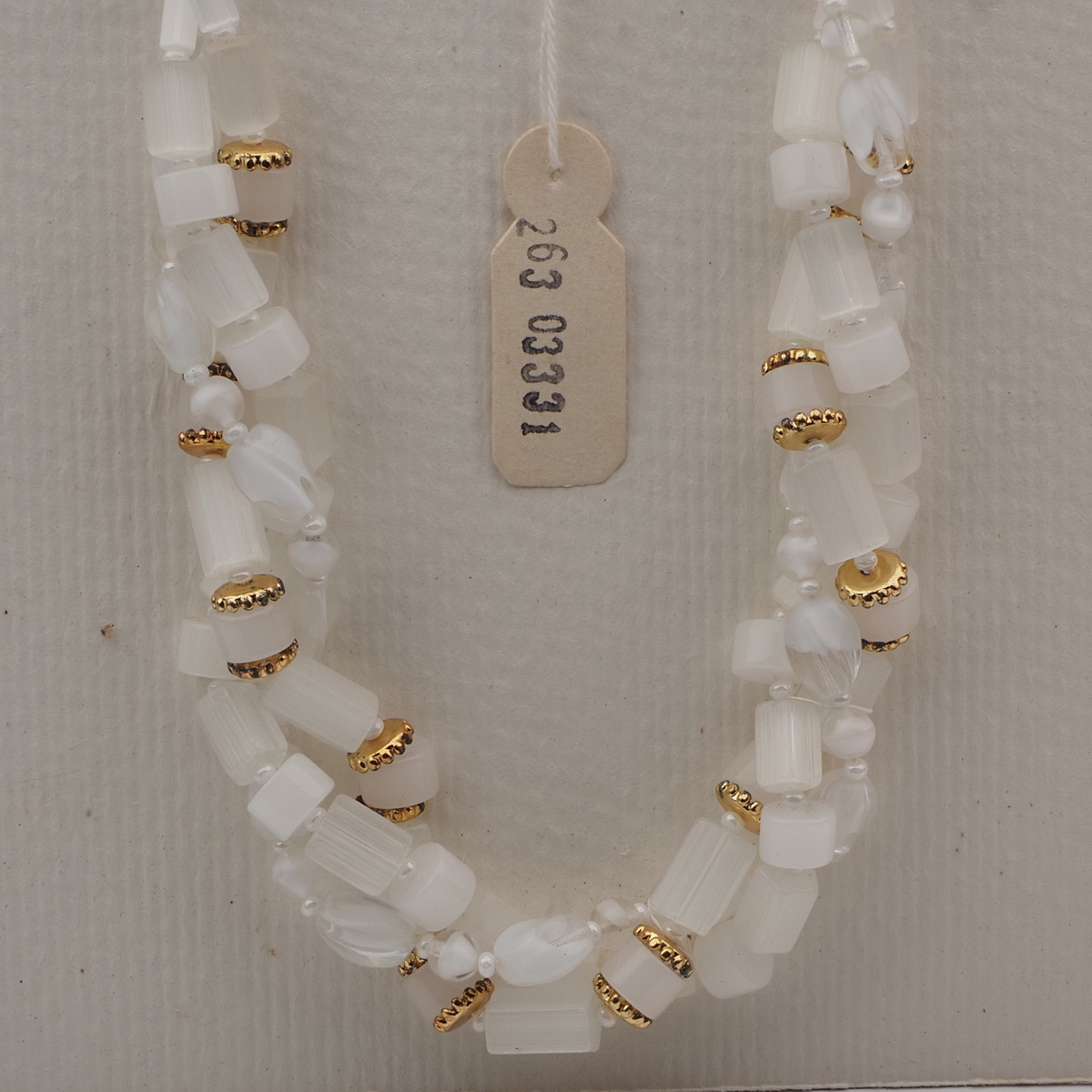 Vintage Czech 3 strand necklace frost satin atlas bicolor glass beads