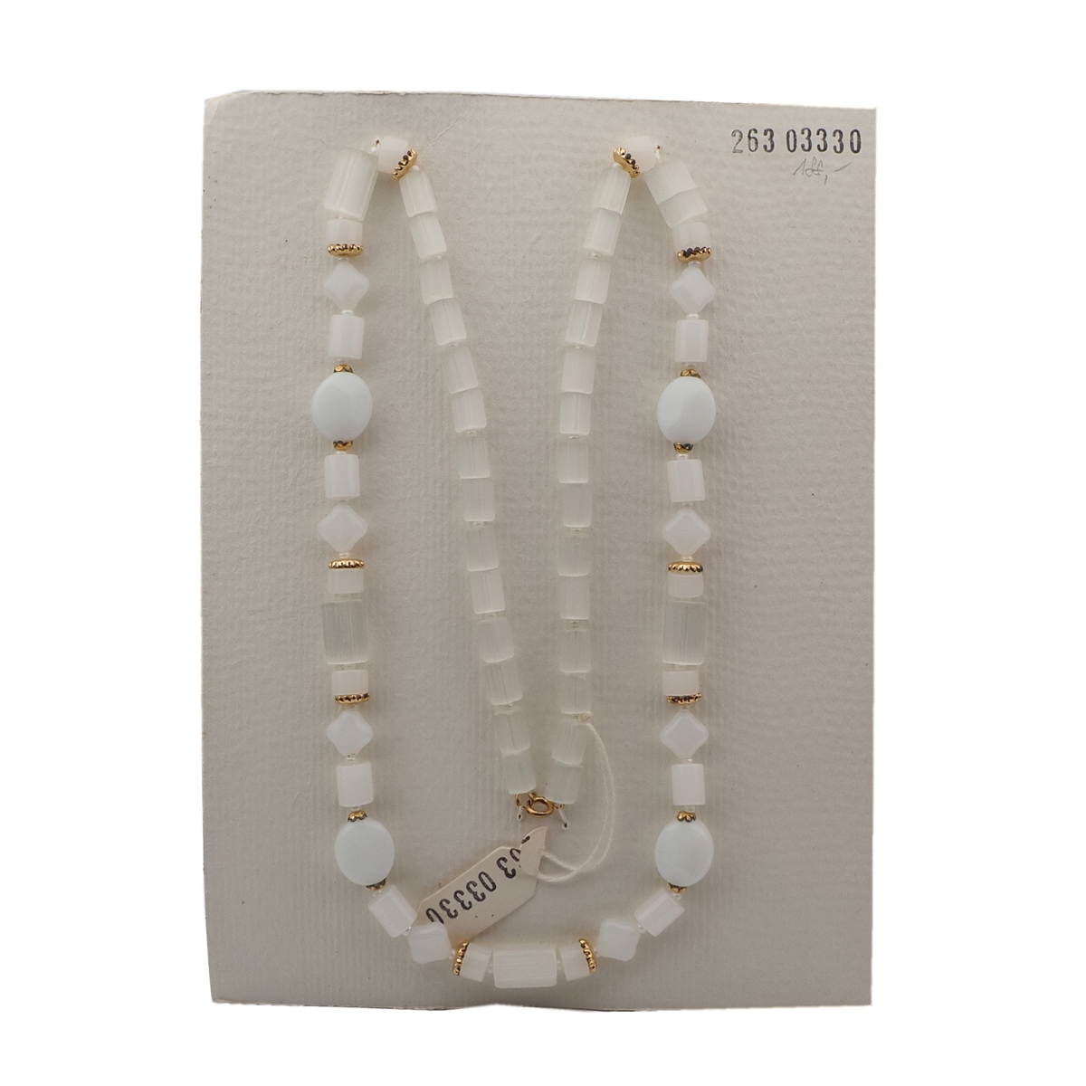 Vintage Czech necklace frost satin atlas opaline white glass beads 28"