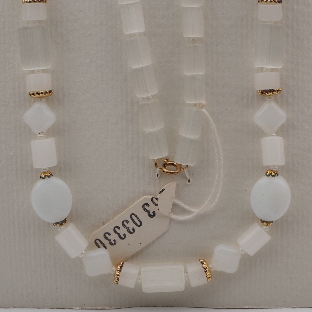 Vintage Czech necklace frost satin atlas opaline white glass beads 28"