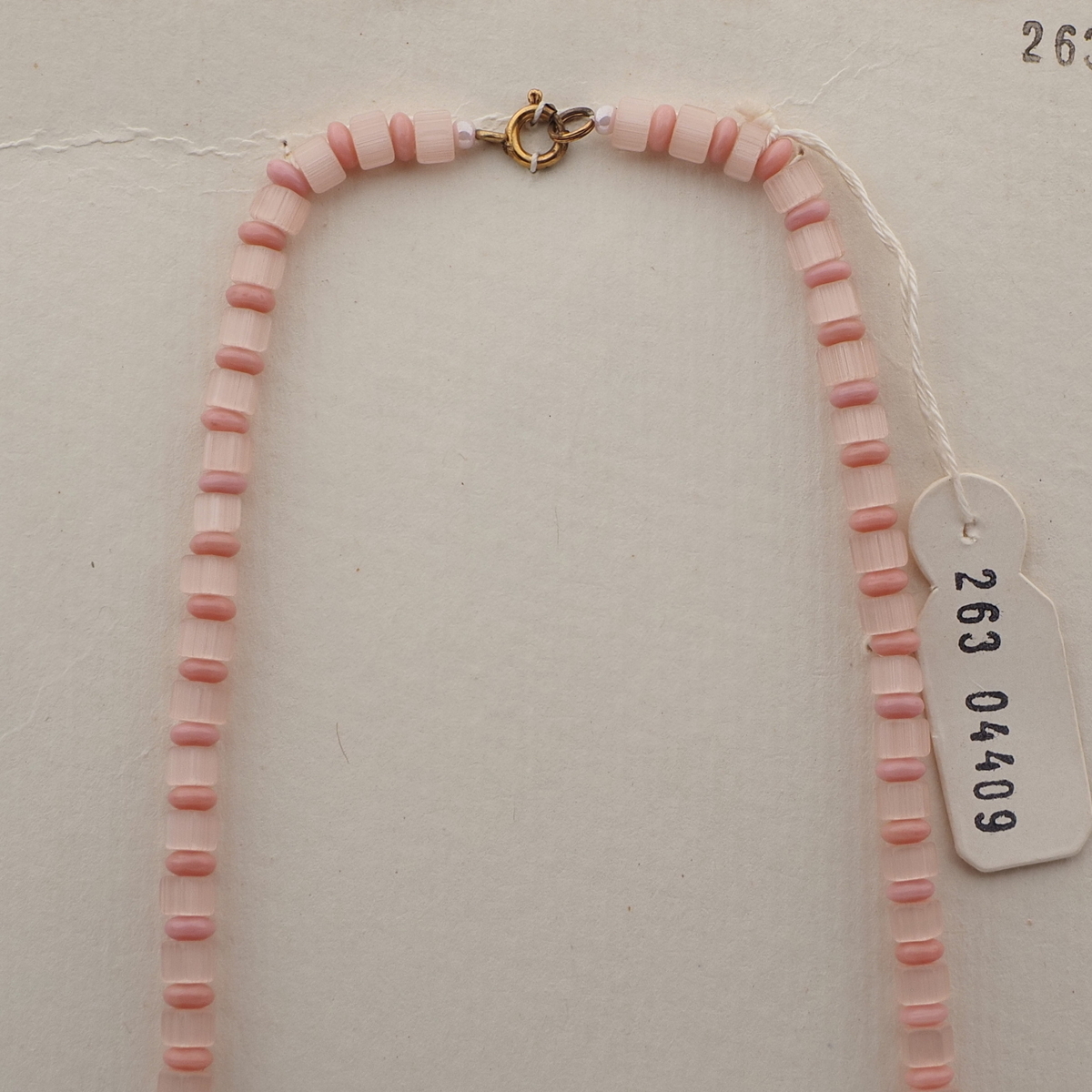 Vintage Czech necklace frost pink satin atlas clear glass beads