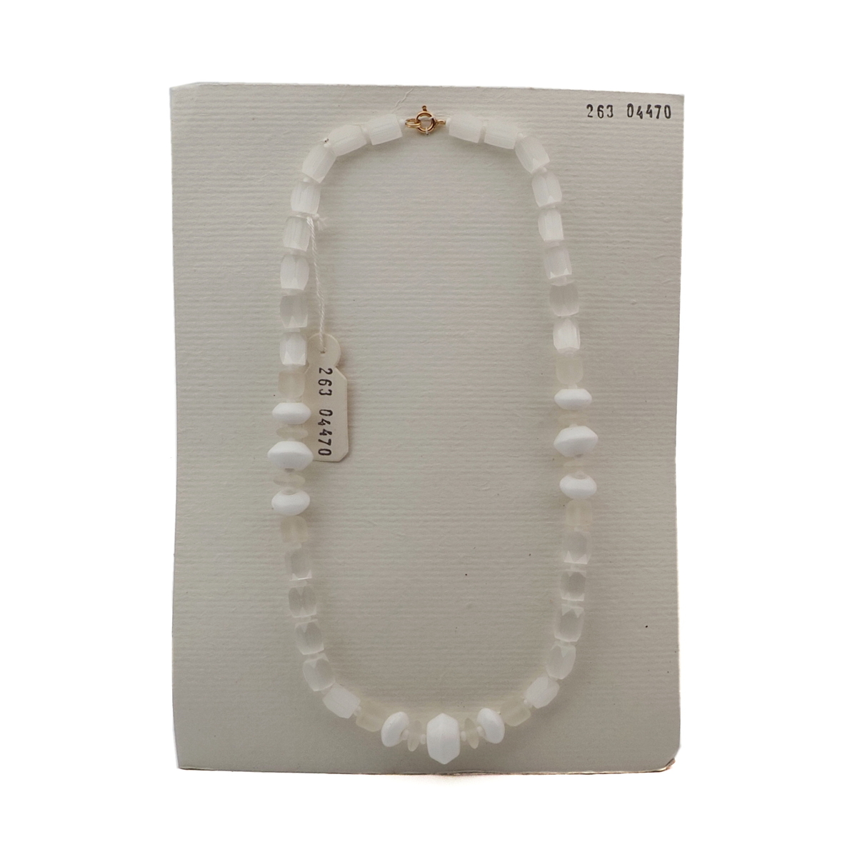 Vintage Czech necklace frost satin atlas white glass beads