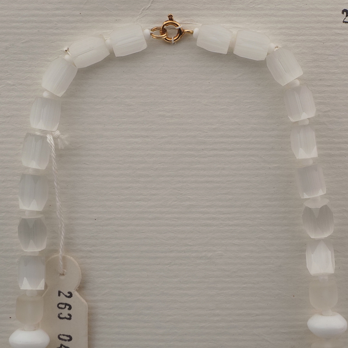 Vintage Czech necklace frost satin atlas white glass beads
