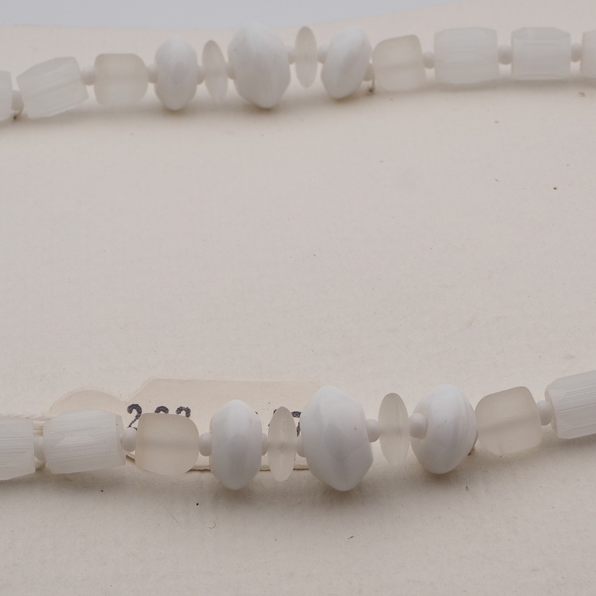 Vintage Czech necklace frost satin atlas white glass beads