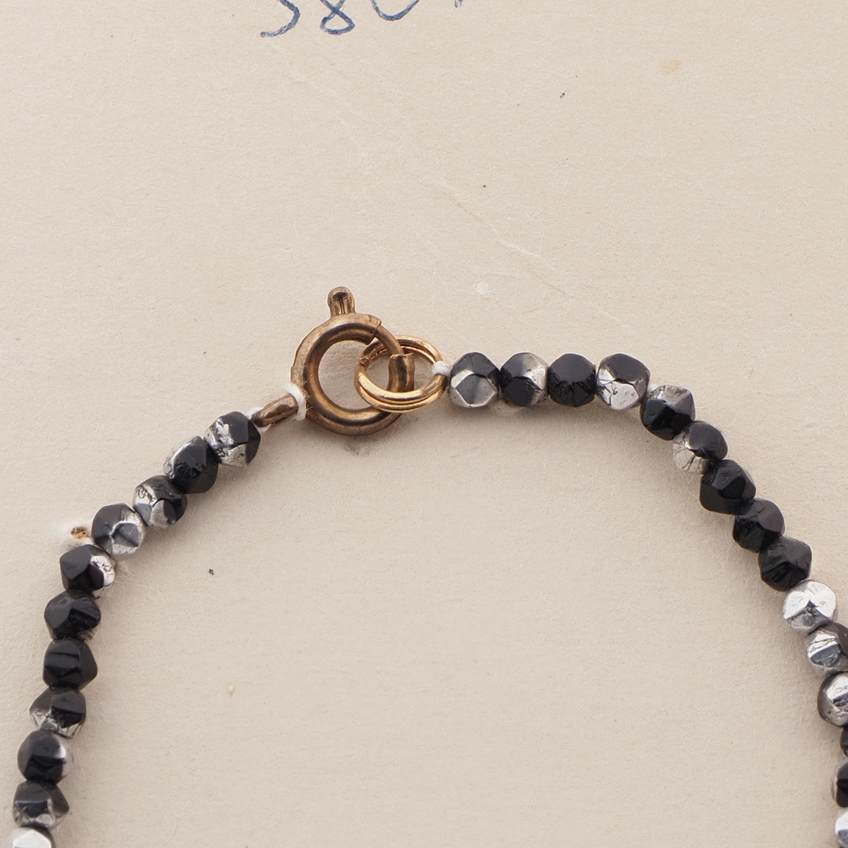 Vintage Czech necklace black clear silver lustre glass beads