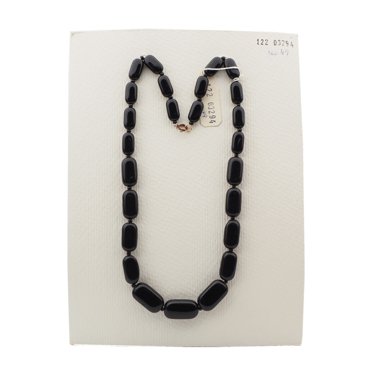 Vintage Czech necklace gradual black oval rectangle glass beads 18"