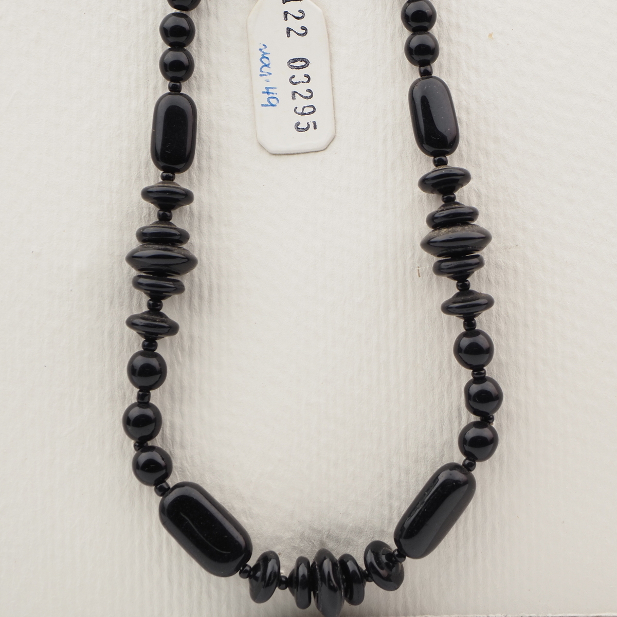 Vintage Czech necklace black round oval rondelle glass beads 