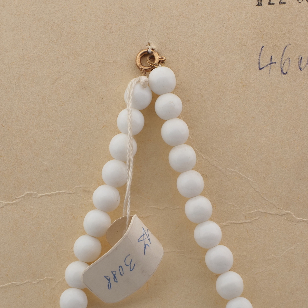Vintage Czech necklace white round rondelle glass beads