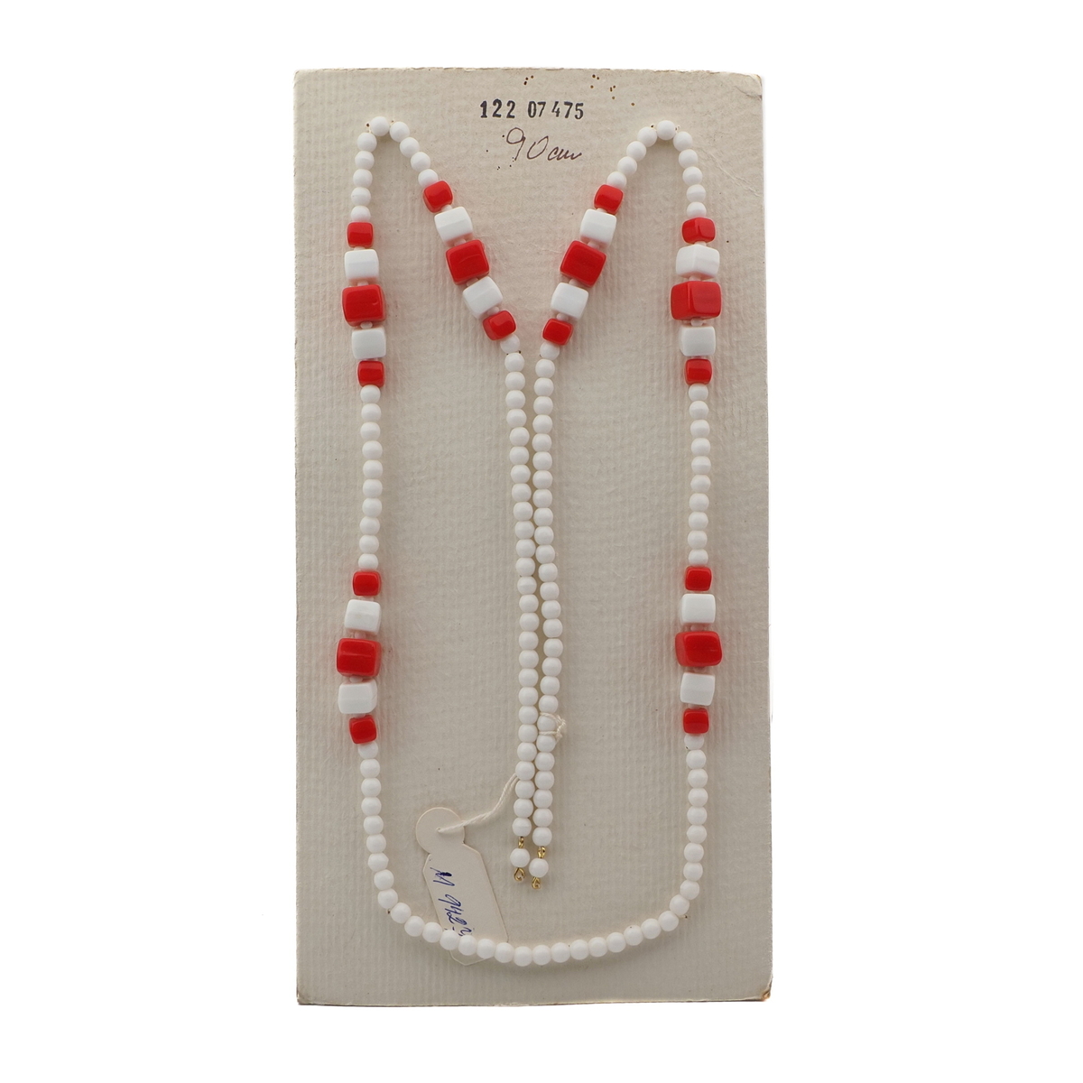 Vintage Czech necklace element glasses holder red white glass beads 