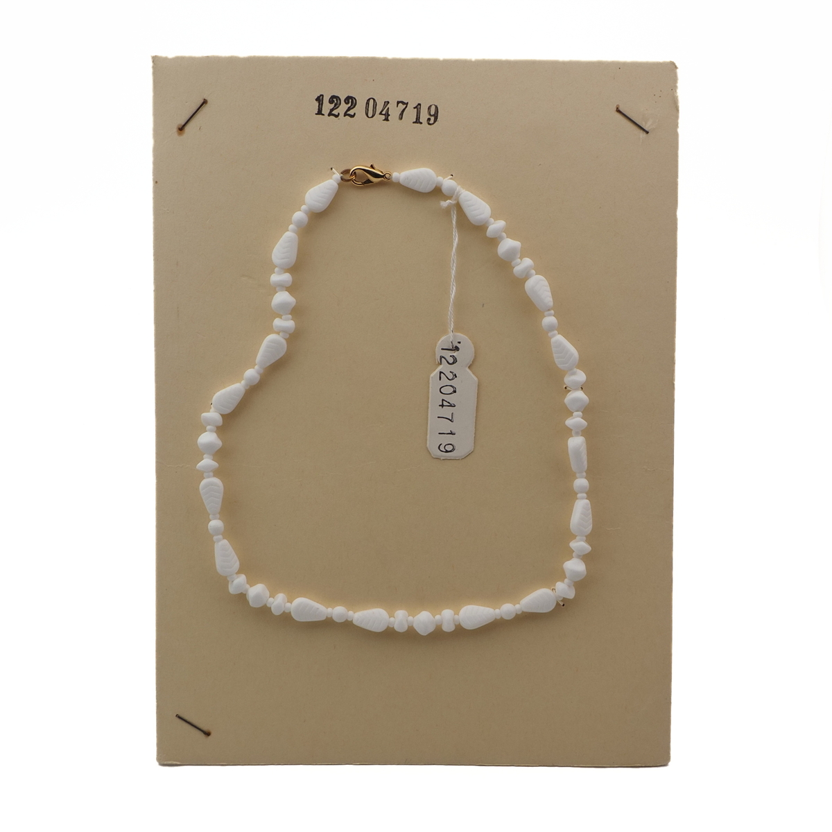Vintage Czech necklace white triangle nugget rondelle glass beads