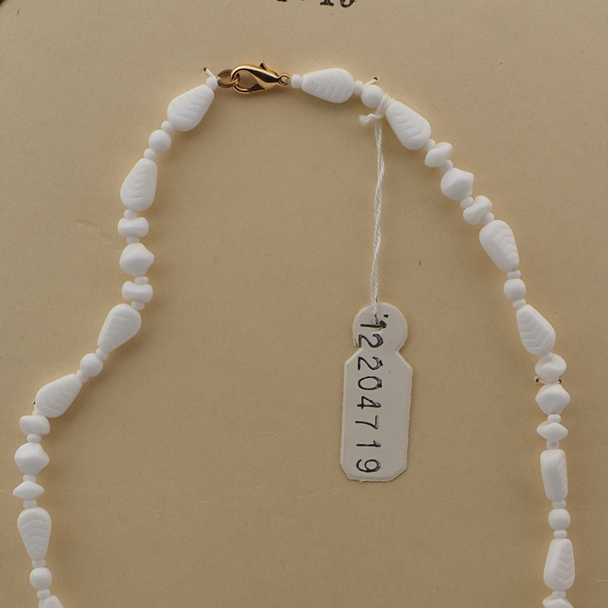 Vintage Czech necklace white triangle nugget rondelle glass beads