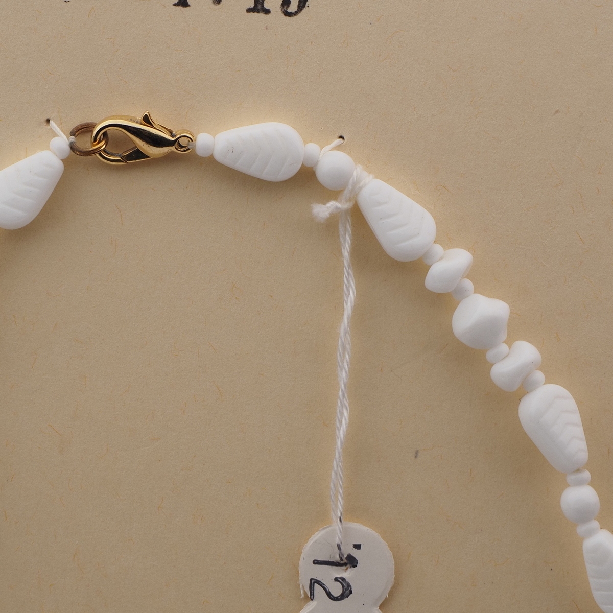 Vintage Czech necklace white triangle nugget rondelle glass beads