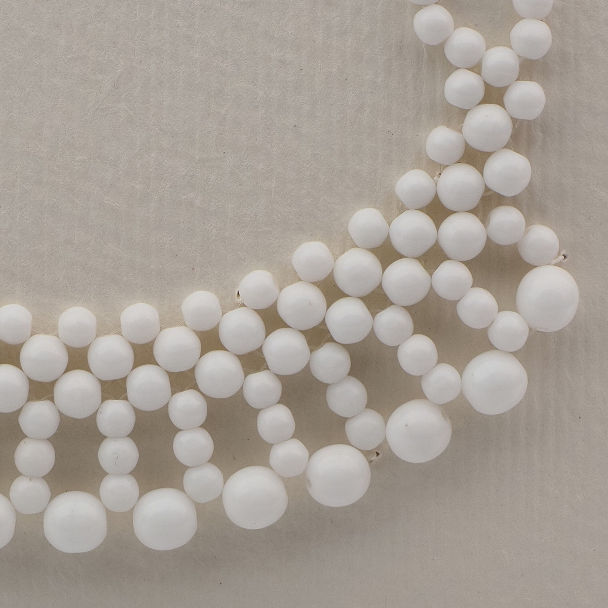 Vintage Czech 2 strand fringe necklace white round glass beads 