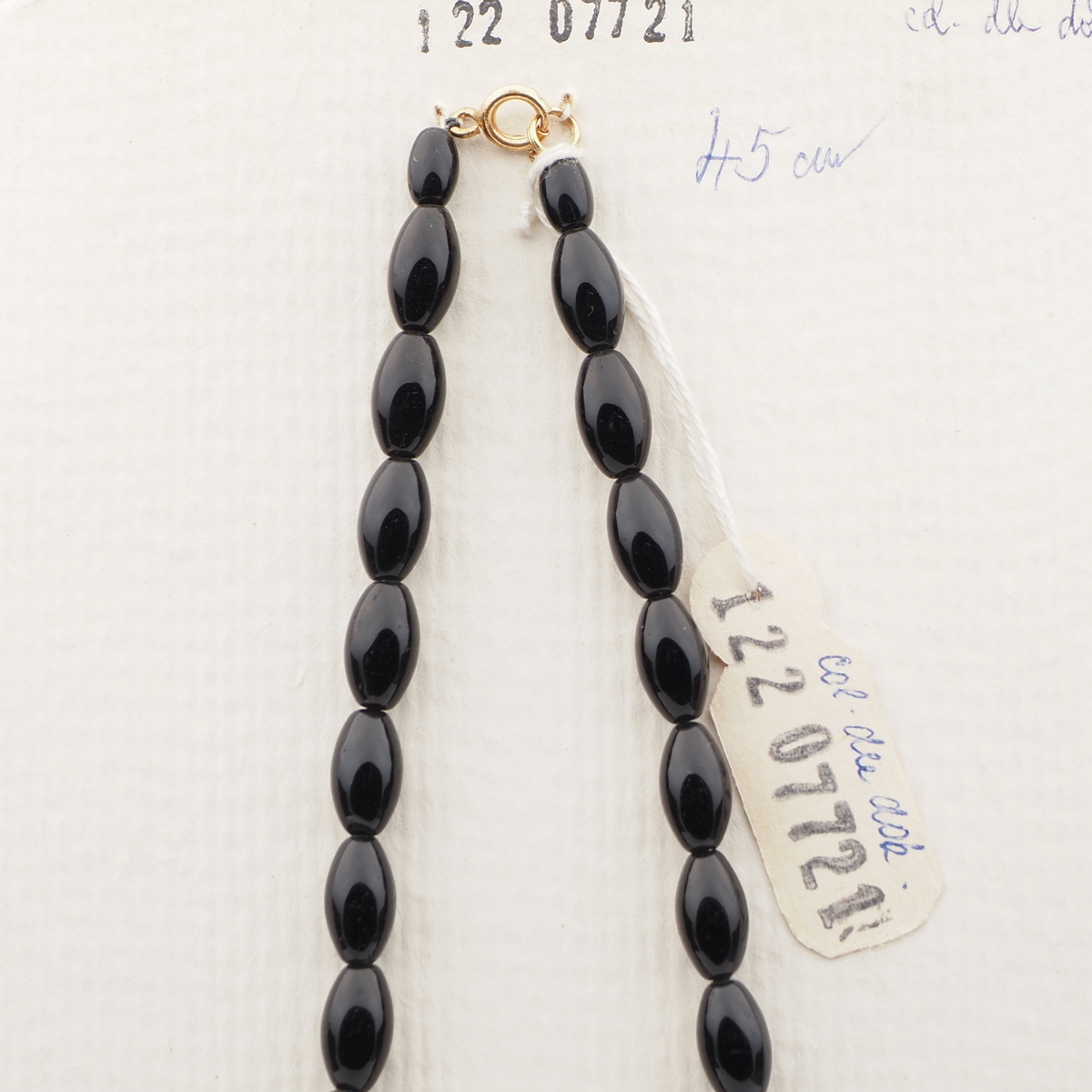 Vintage Czech necklace black oval nugget glass beads 18"