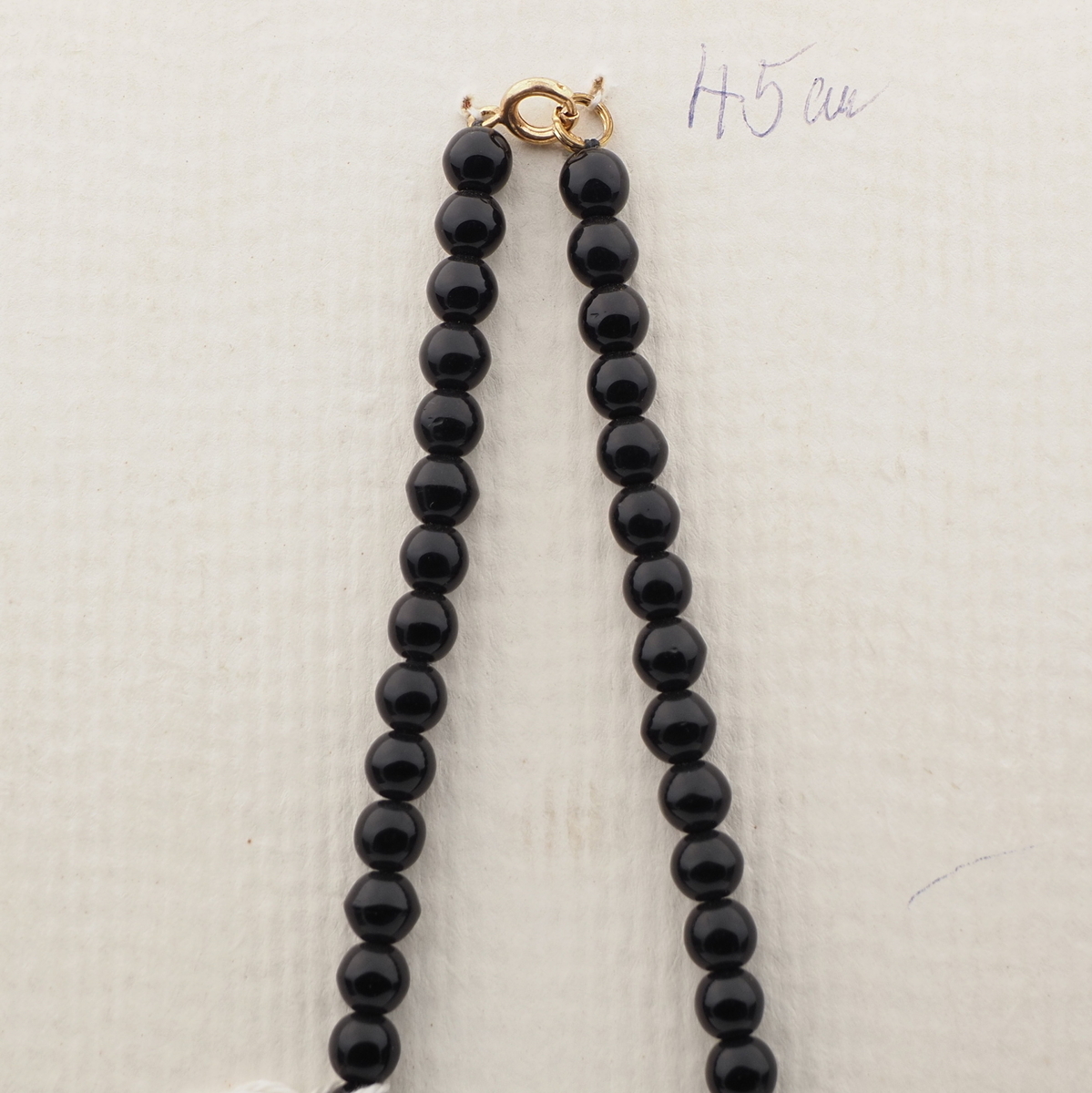 Vintage Czech necklace black red oval round glass beads 18"