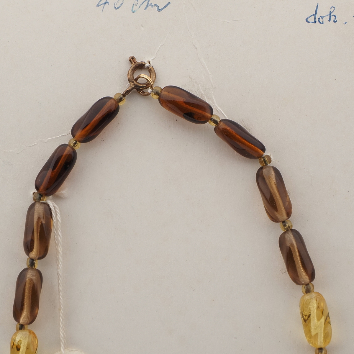 Vintage Czech necklace yellow topaz oval twist glass beads 