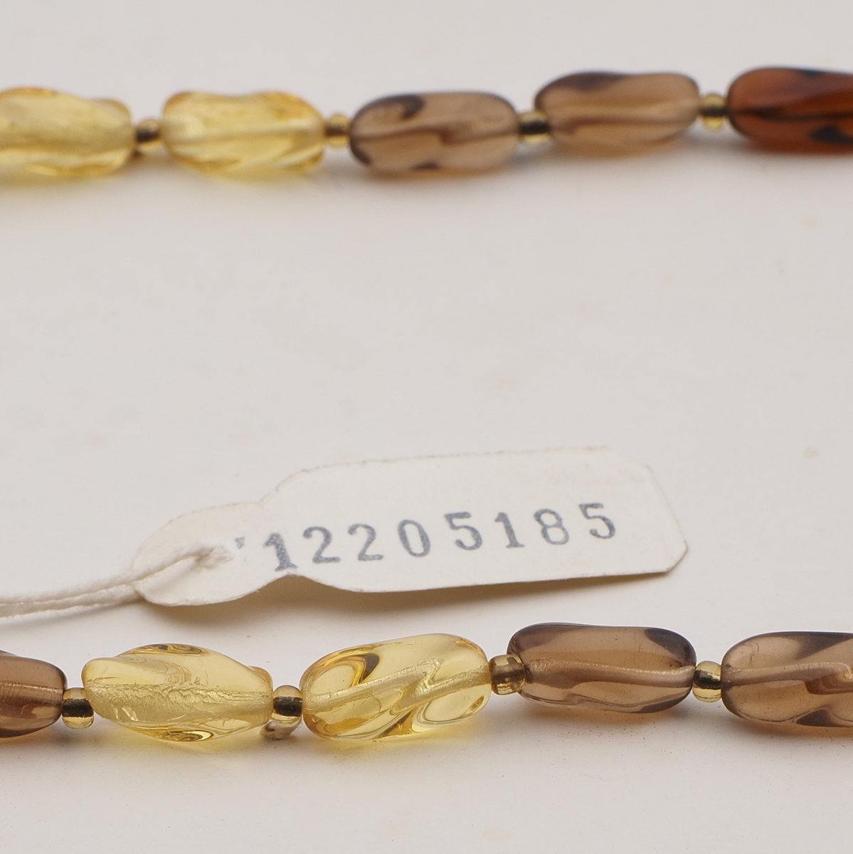 Vintage Czech necklace yellow topaz oval twist glass beads 