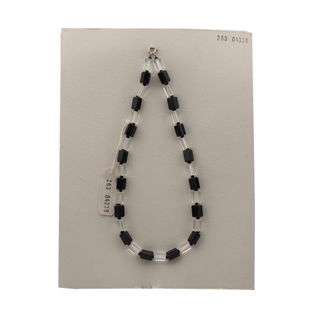 Vintage Czech necklace clear black pentagon bugle glass beads 