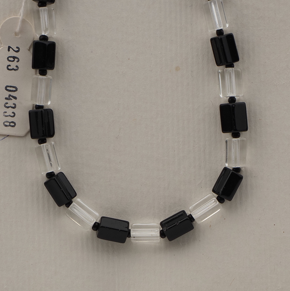 Vintage Czech necklace clear black pentagon bugle glass beads 