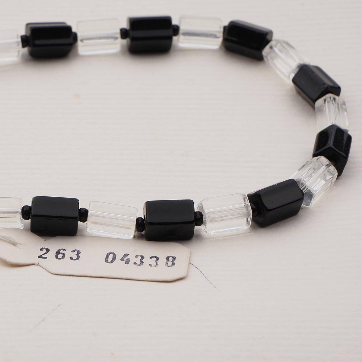 Vintage Czech necklace clear black pentagon bugle glass beads 