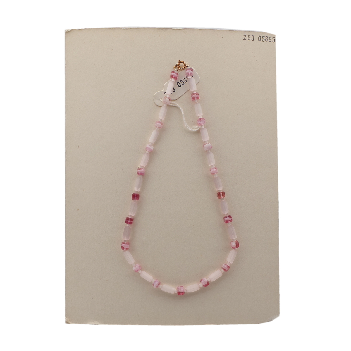 Vintage Czech necklace satin atlas pink bicolor cube glass beads 