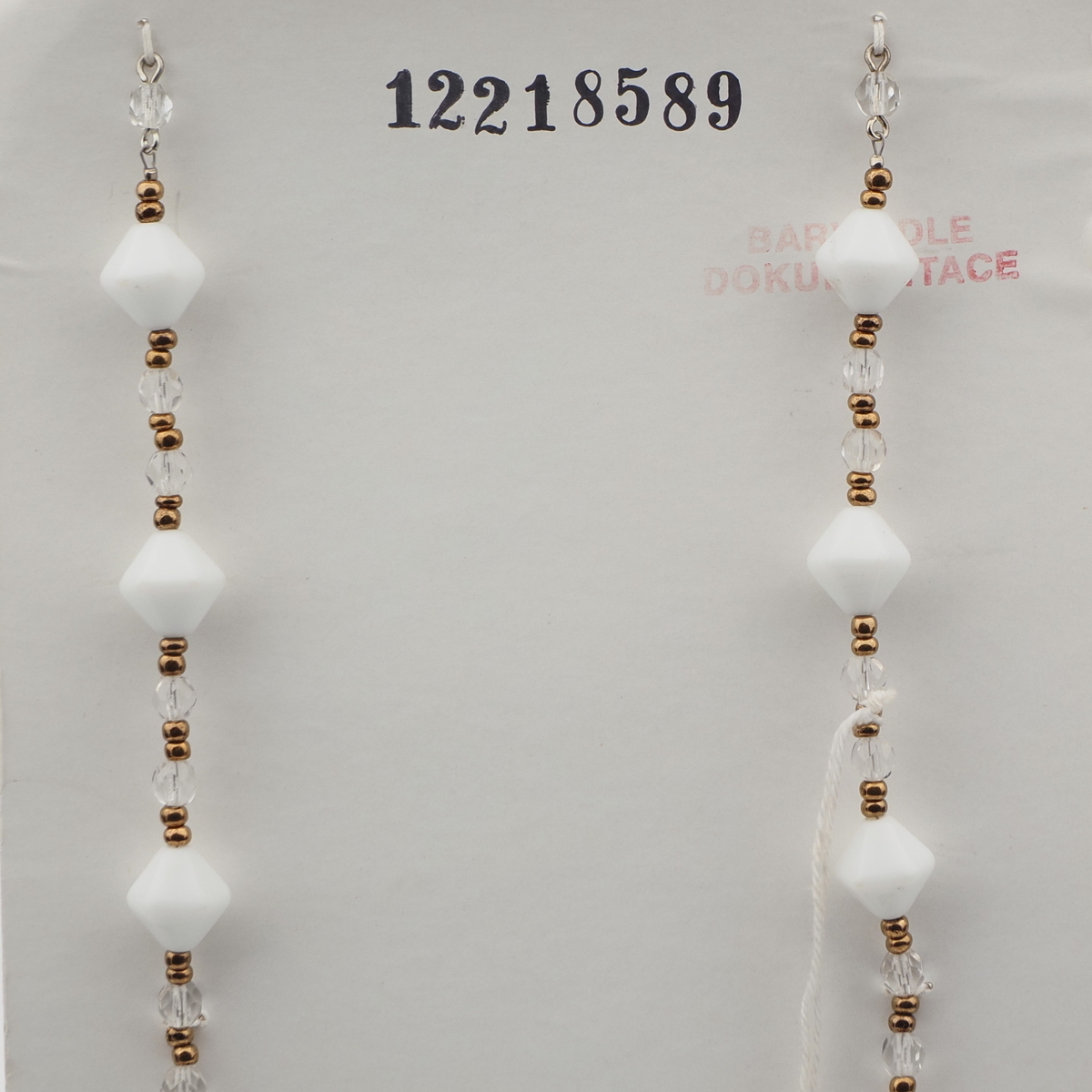 Vintage Czech necklace element glasses holder white clear glass beads 