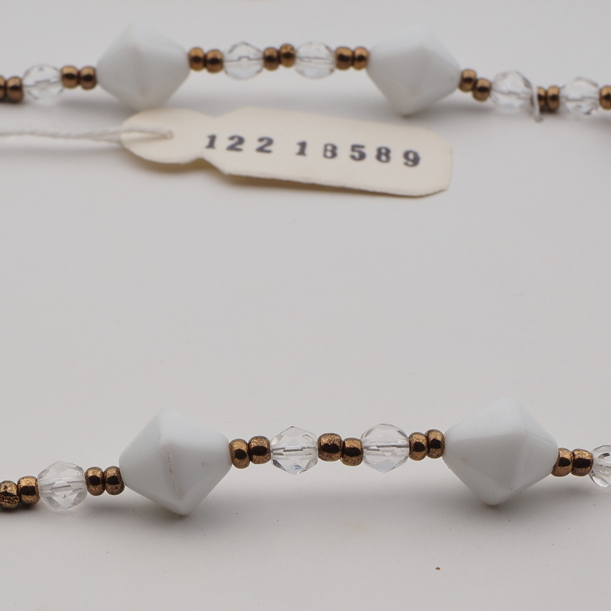 Vintage Czech necklace element glasses holder white clear glass beads 