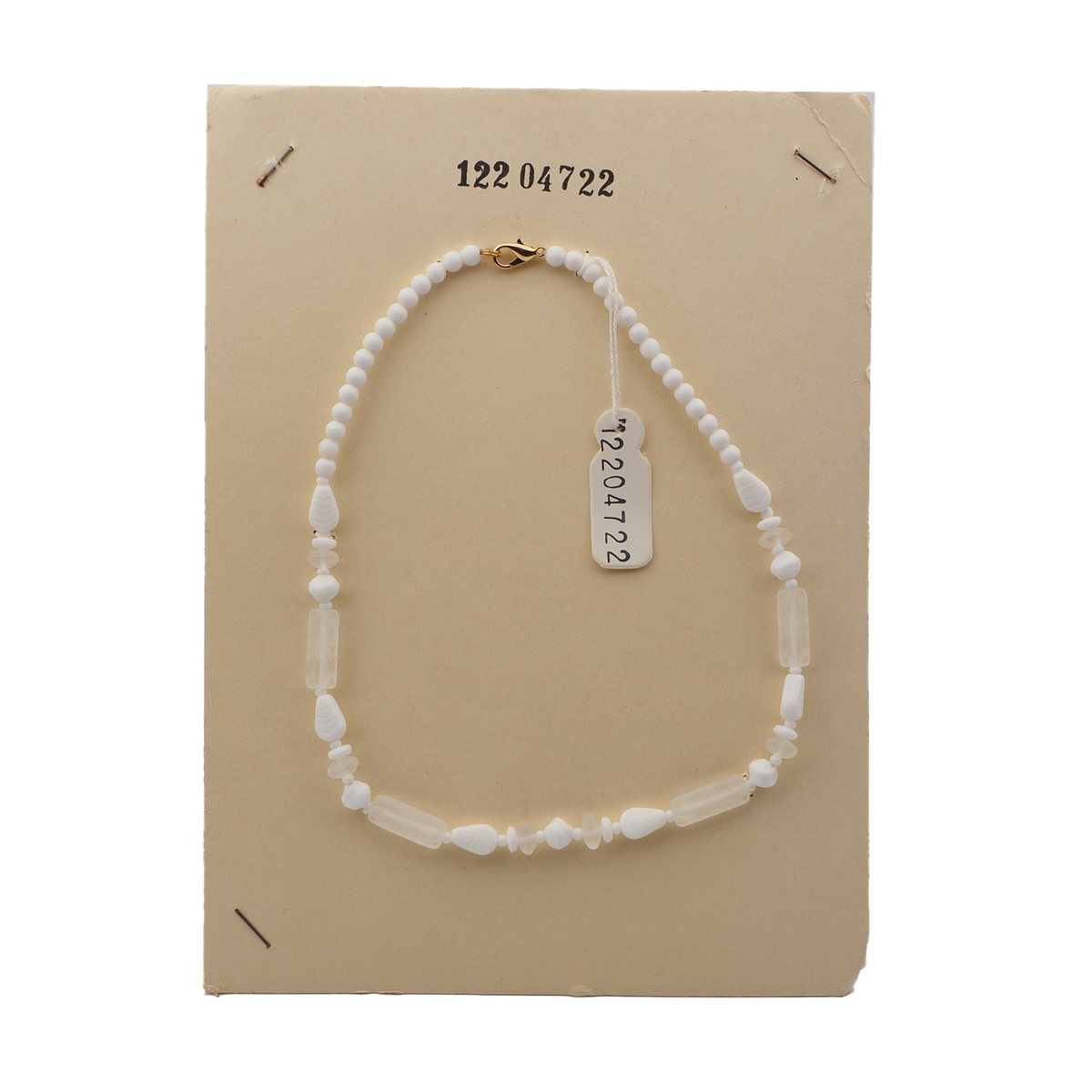 Vintage Czech necklace white frost flower glass beads 