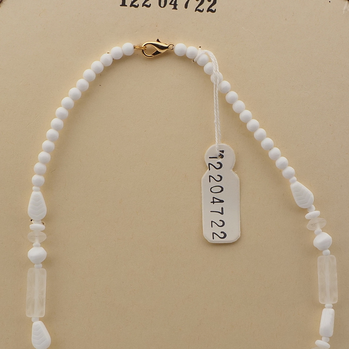 Vintage Czech necklace white frost flower glass beads 