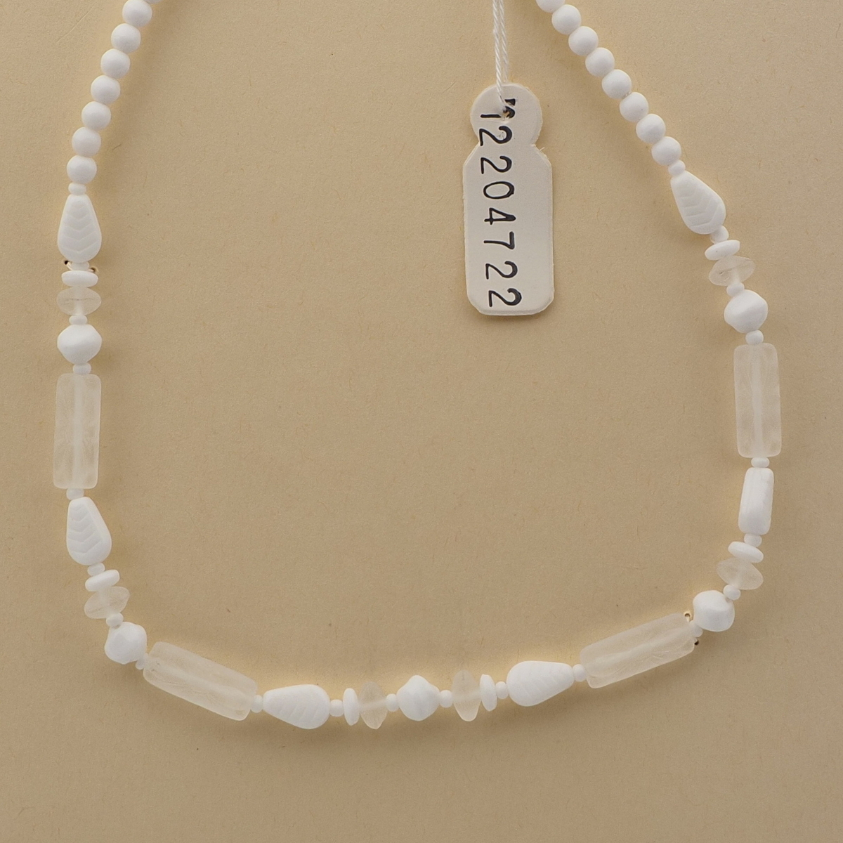 Vintage Czech necklace white frost flower glass beads 