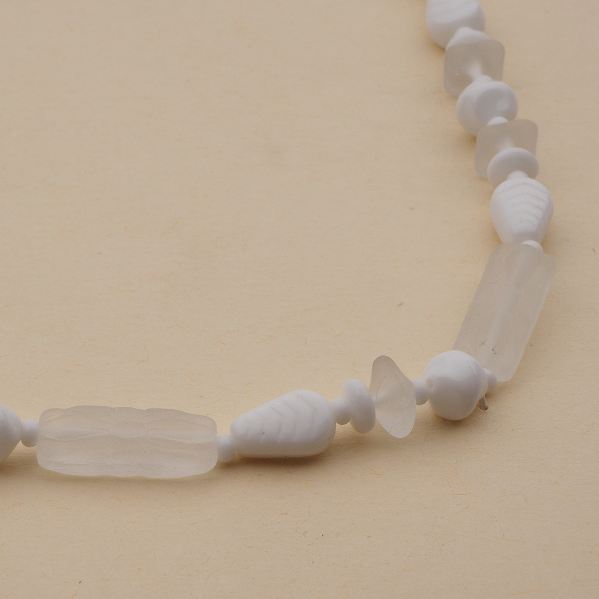 Vintage Czech necklace white frost flower glass beads 