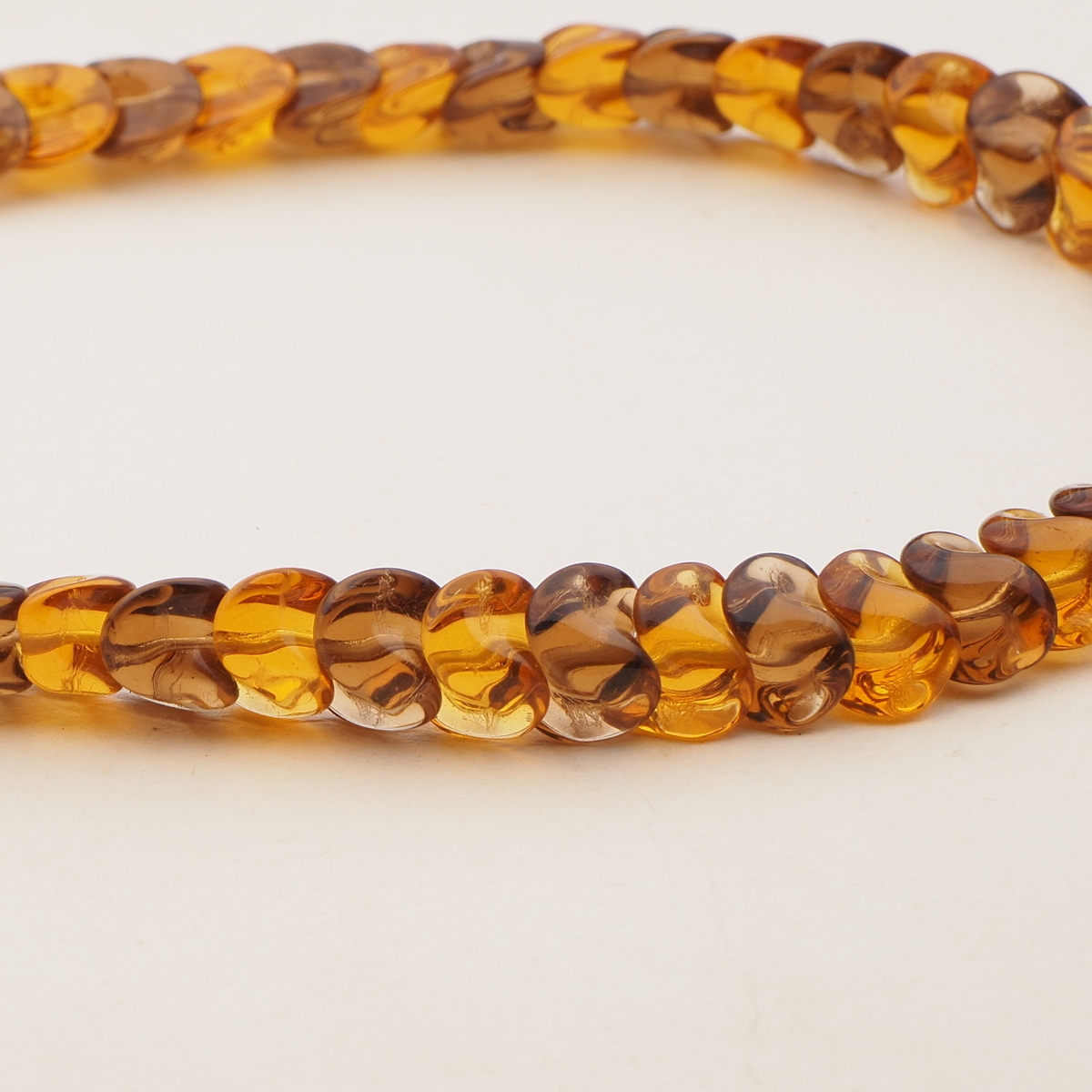 Vintage Czech necklace topaz interlocking glass beads 
